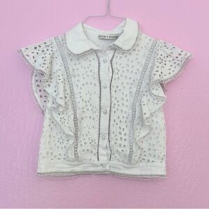 Alice + Olivia Cavan Embroidered Eyelet Blouse